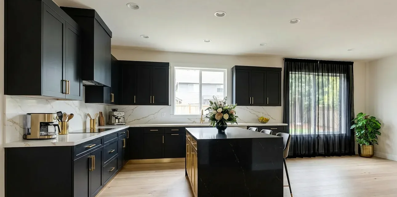 The same room, warm timber — after virtual staging